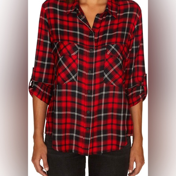 Sanctuary Red Plaid Button-down - Picture 2 of 8
